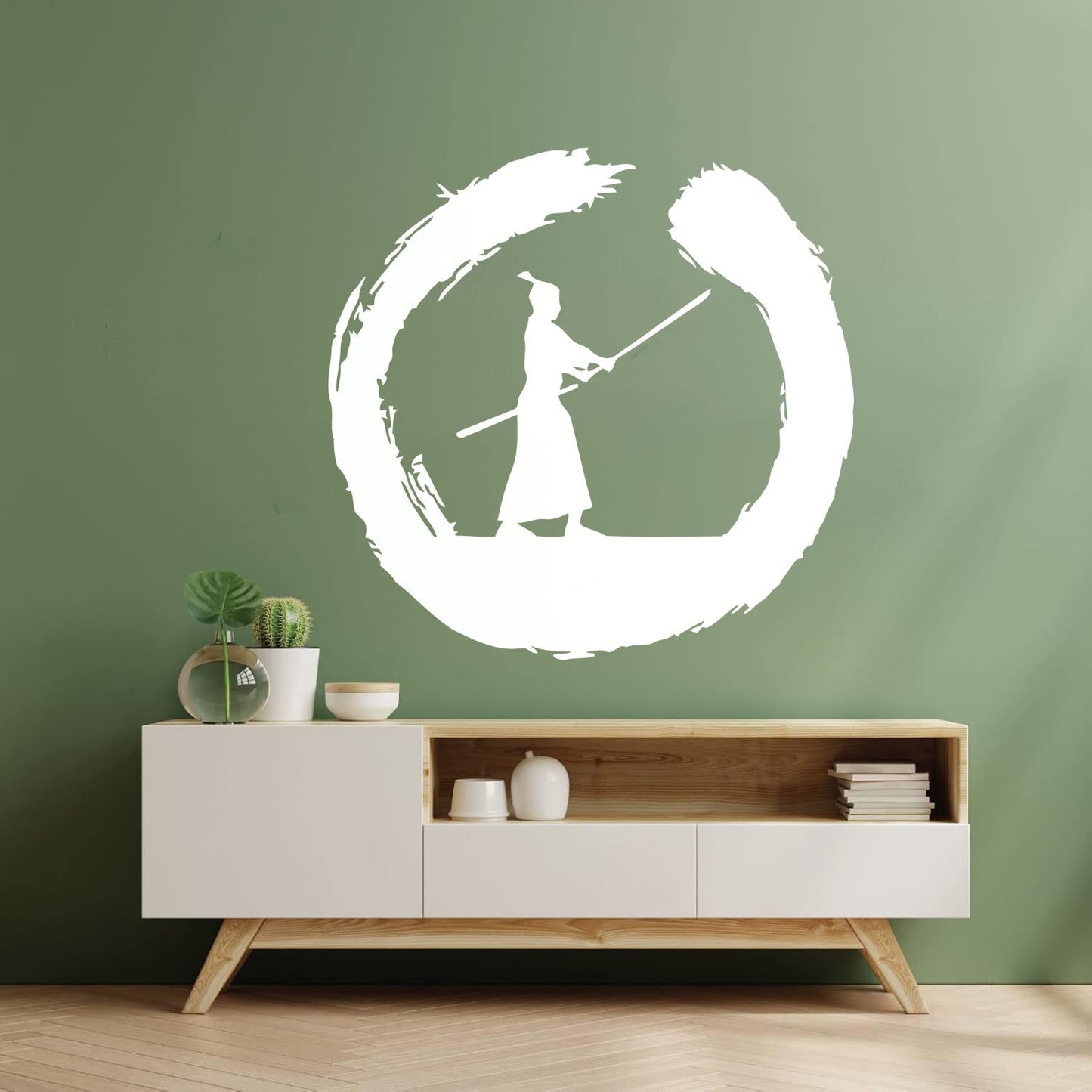 Japanese Samurai Warrior Circle Enso Zen Asian Wall Decals Paster Paper It Won'T Fall Off