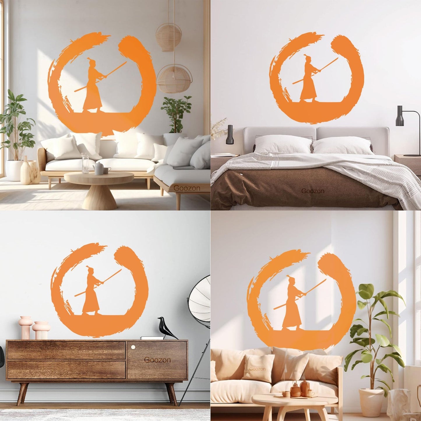 Japanese Samurai Warrior Circle Enso Zen Asian Wall Decals Paster Paper It Won'T Fall Off