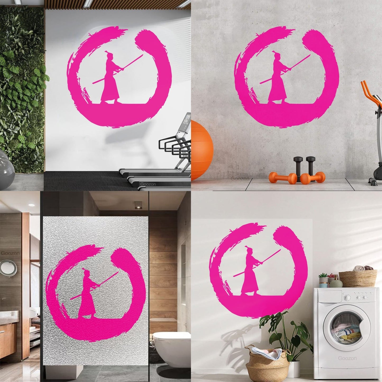 Japanese Samurai Warrior Circle Enso Zen Asian Wall Decals Paster Paper It Won'T Fall Off