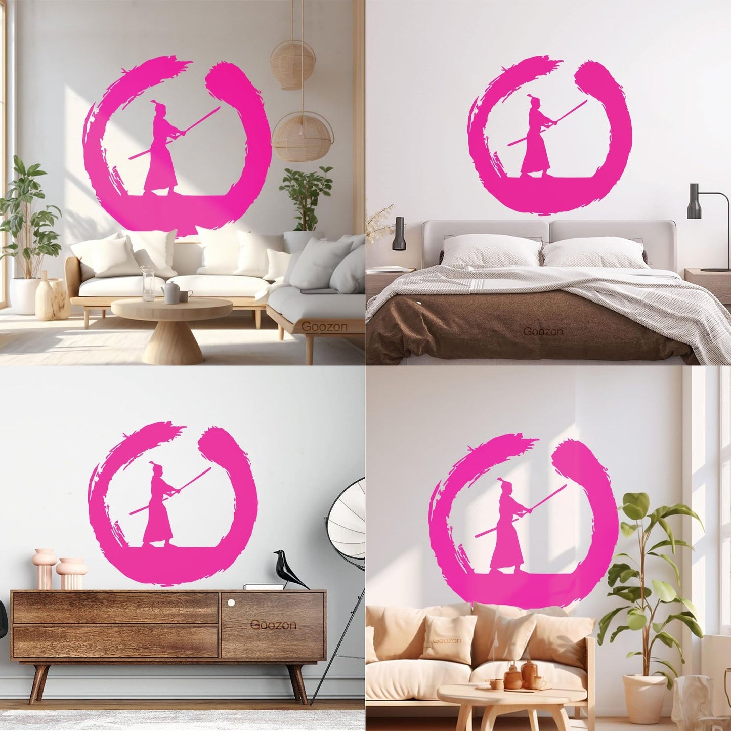 Japanese Samurai Warrior Circle Enso Zen Asian Wall Decals Paster Paper It Won'T Fall Off