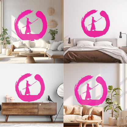 Japanese Samurai Warrior Circle Enso Zen Asian Wall Decals Paster Paper It Won'T Fall Off