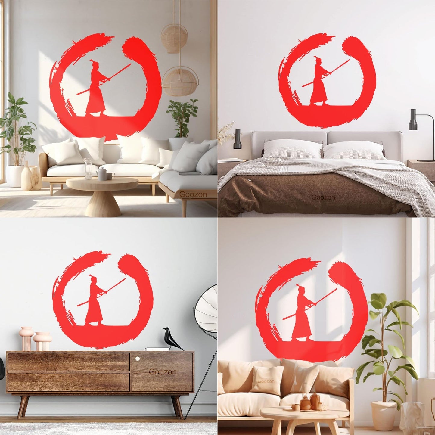 Japanese Samurai Warrior Circle Enso Zen Asian Wall Decals Paster Paper It Won'T Fall Off