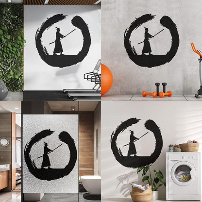 Japanese Samurai Warrior Circle Enso Zen Asian Wall Decals Paster Paper It Won'T Fall Off