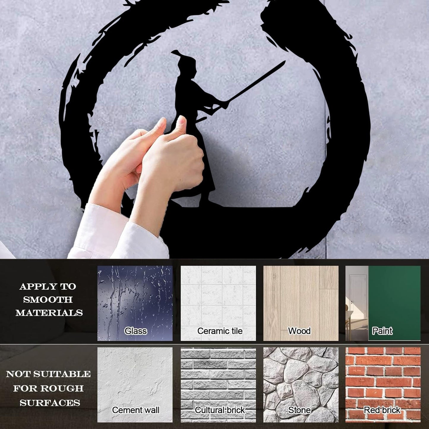 Japanese Samurai Warrior Circle Enso Zen Asian Wall Decals Paster Paper It Won'T Fall Off