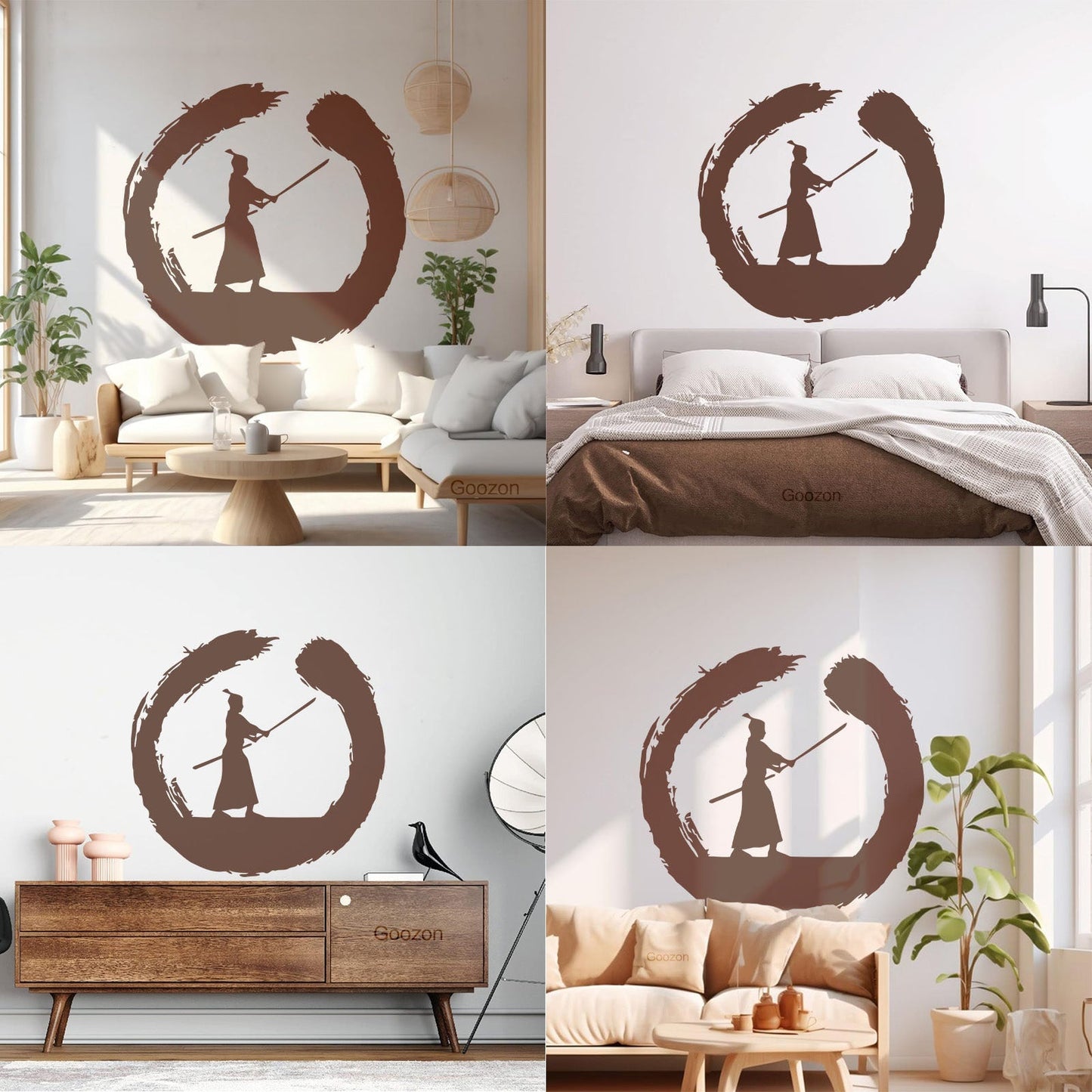 Japanese Samurai Warrior Circle Enso Zen Asian Wall Decals Paster Paper It Won'T Fall Off