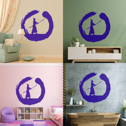 Japanese Samurai Warrior Circle Enso Zen Asian Wall Decals Paster Paper It Won'T Fall Off