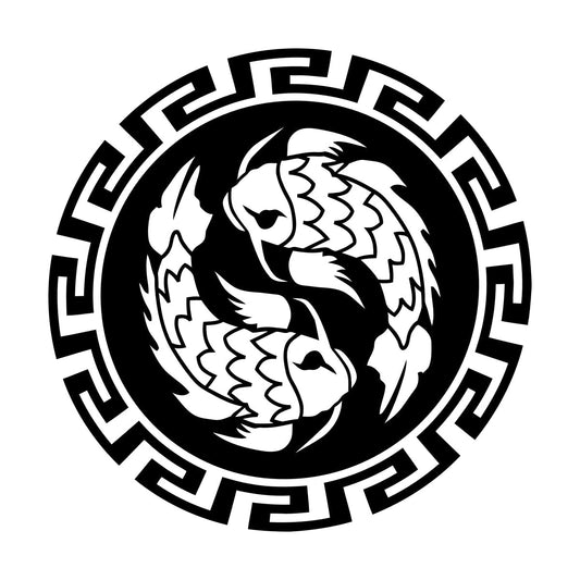 Wall Decals Paster Paper Koi Carp Pisces Zodiac Asian Ornament Fishes Art Mural Painting