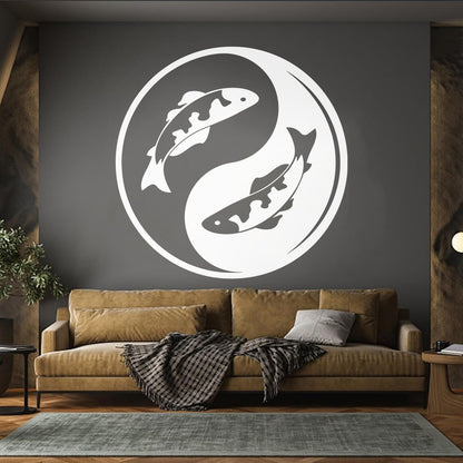 Wall Decals Koi Fish Yin Yang Zen Asian Fishes Yoga Symbol Waterproof