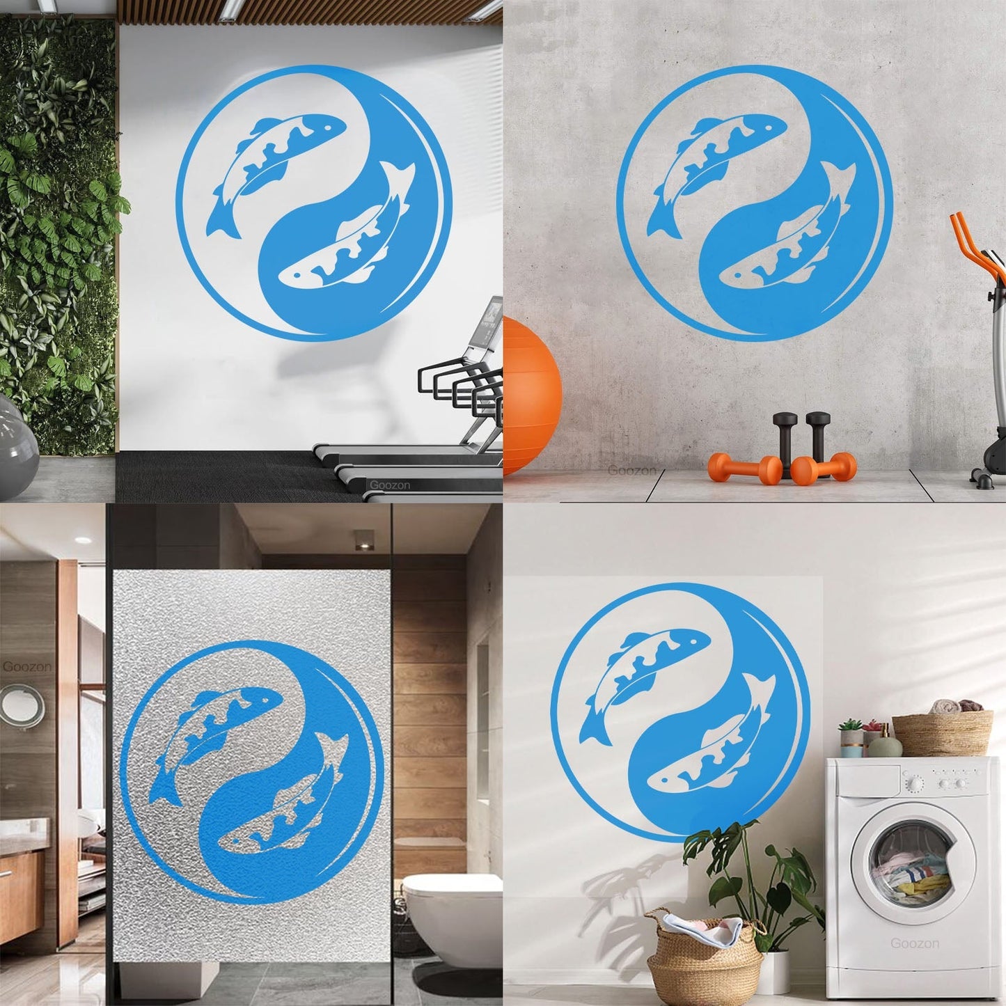 Wall Decals Koi Fish Yin Yang Zen Asian Fishes Yoga Symbol Waterproof