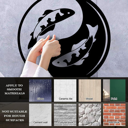 Wall Decals Koi Fish Yin Yang Zen Asian Fishes Yoga Symbol Waterproof