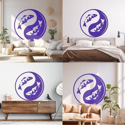 Wall Decals Koi Fish Yin Yang Zen Asian Fishes Yoga Symbol Waterproof