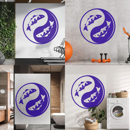 Wall Decals Koi Fish Yin Yang Zen Asian Fishes Yoga Symbol Waterproof
