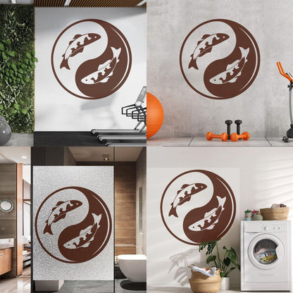 Wall Decals Koi Fish Yin Yang Zen Asian Fishes Yoga Symbol Waterproof