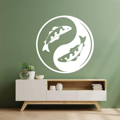 Wall Decals Koi Fish Yin Yang Zen Asian Fishes Yoga Symbol Waterproof