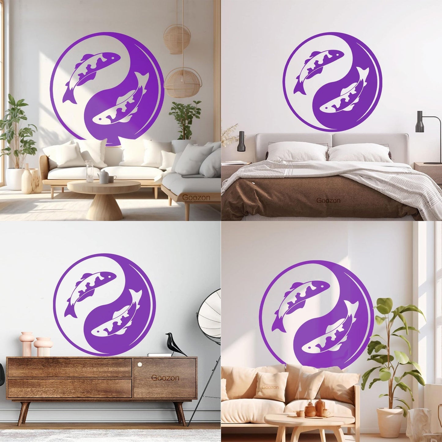Wall Decals Koi Fish Yin Yang Zen Asian Fishes Yoga Symbol Waterproof