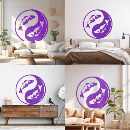 Wall Decals Koi Fish Yin Yang Zen Asian Fishes Yoga Symbol Waterproof