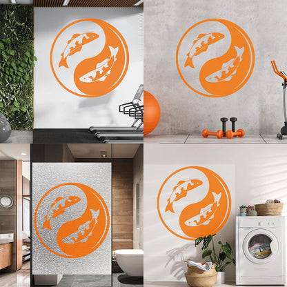 Wall Decals Koi Fish Yin Yang Zen Asian Fishes Yoga Symbol Waterproof