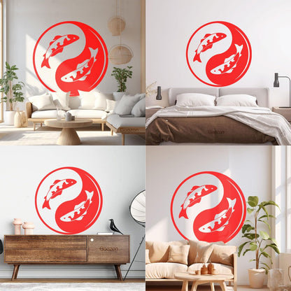 Wall Decals Koi Fish Yin Yang Zen Asian Fishes Yoga Symbol Waterproof