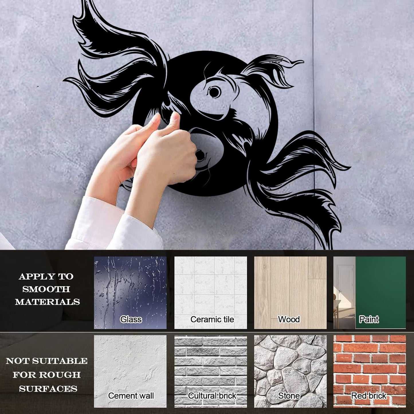 Engraving Decals Koi Carp Japanese Fish Asian Style Yin Yang Personalized Customization