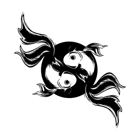 Engraving Decals Koi Carp Japanese Fish Asian Style Yin Yang Personalized Customization