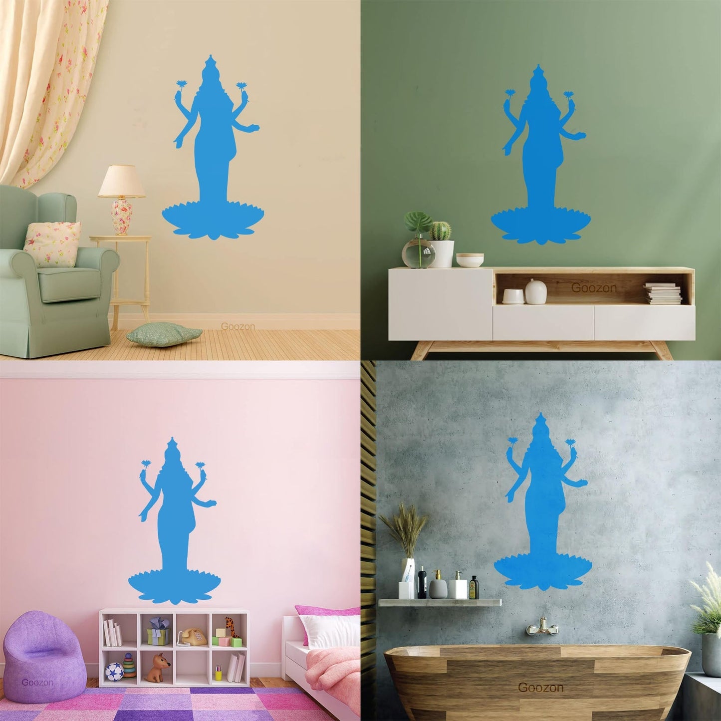 Mural And Wall Vinyl Decal Lakshmi Goddess Hinduism Hindu God Lotus Can Modify And Add Information