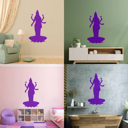 Mural And Wall Vinyl Decal Lakshmi Goddess Hinduism Hindu God Lotus Can Modify And Add Information