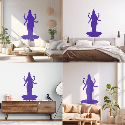 Mural And Wall Vinyl Decal Lakshmi Goddess Hinduism Hindu God Lotus Can Modify And Add Information
