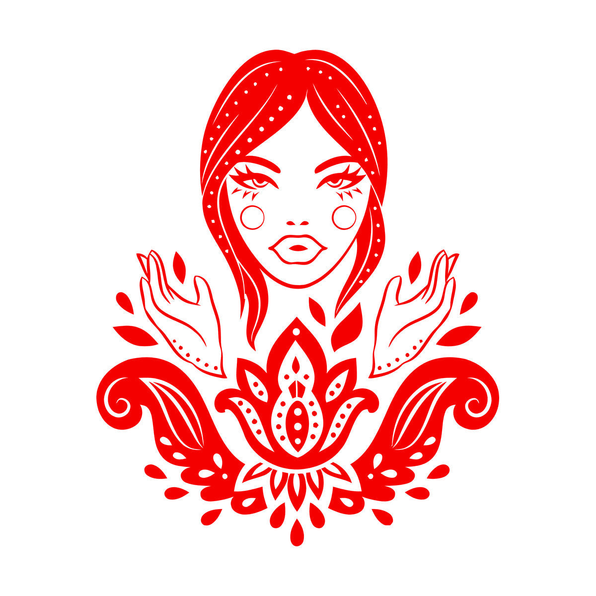 Vinyl Wall Stickers Lotus Beautiful Woman Hindu Hinduism Equipped With Transfer Film Kit