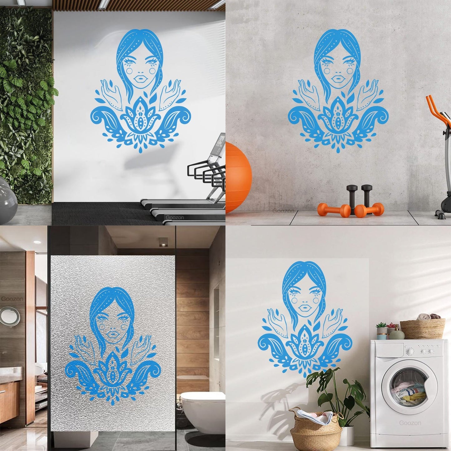 Vinyl Wall Stickers Lotus Beautiful Woman Hindu Hinduism Equipped With Transfer Film Kit