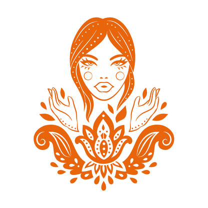 Vinyl Wall Stickers Lotus Beautiful Woman Hindu Hinduism Equipped With Transfer Film Kit