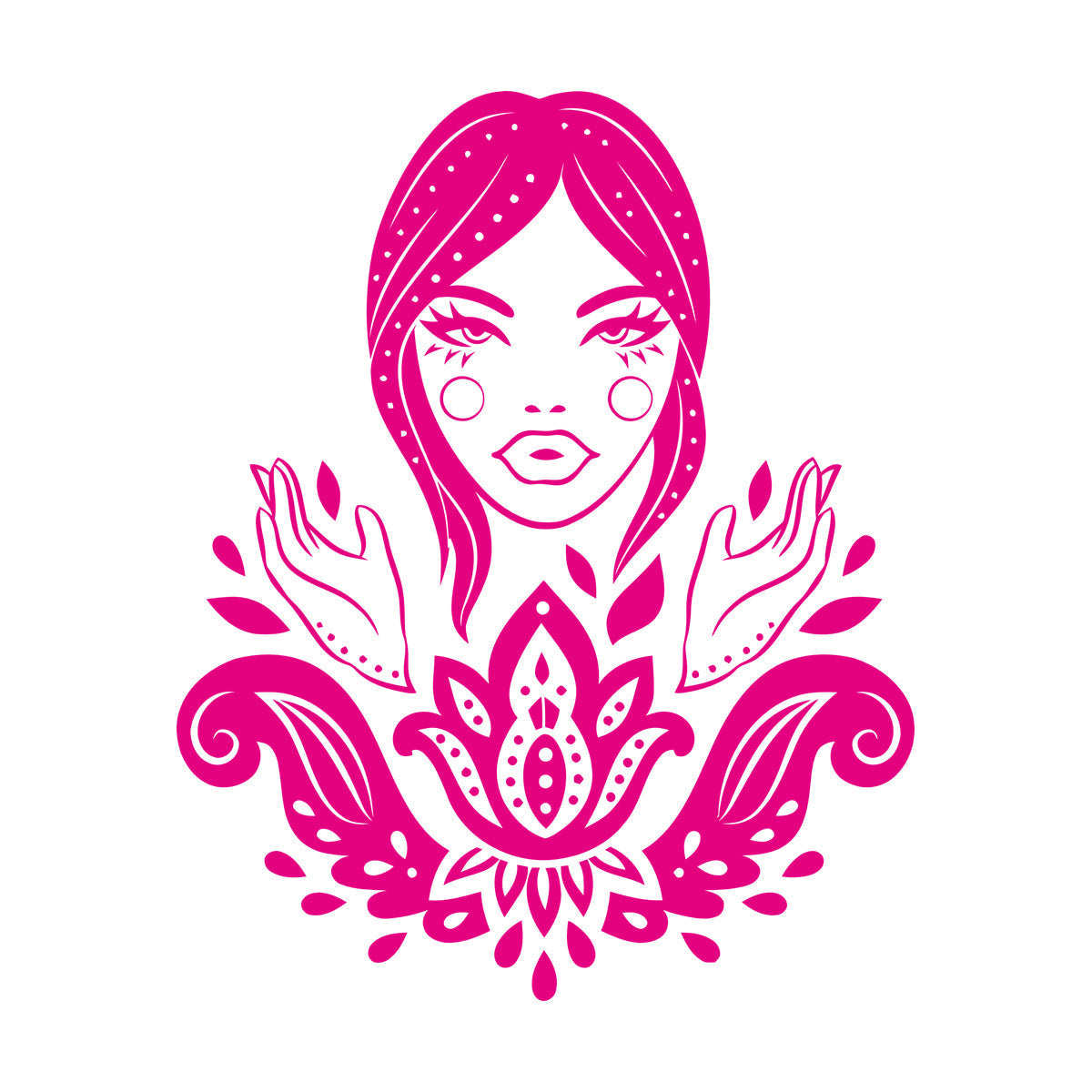 Vinyl Wall Stickers Lotus Beautiful Woman Hindu Hinduism Equipped With Transfer Film Kit