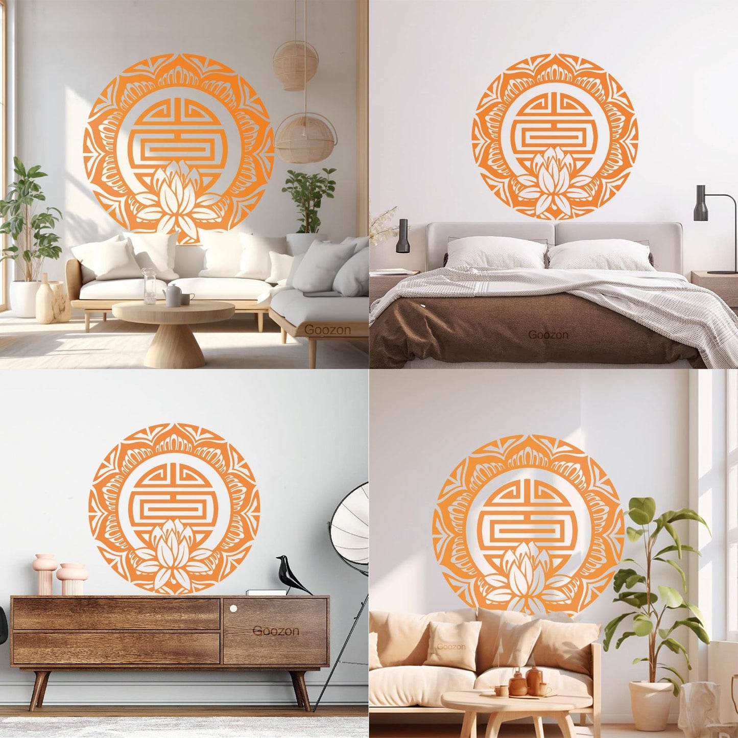 Vinyl Wall Decals Lotus Mandala Amulet Hinduism Buddhism Art Mural Painting