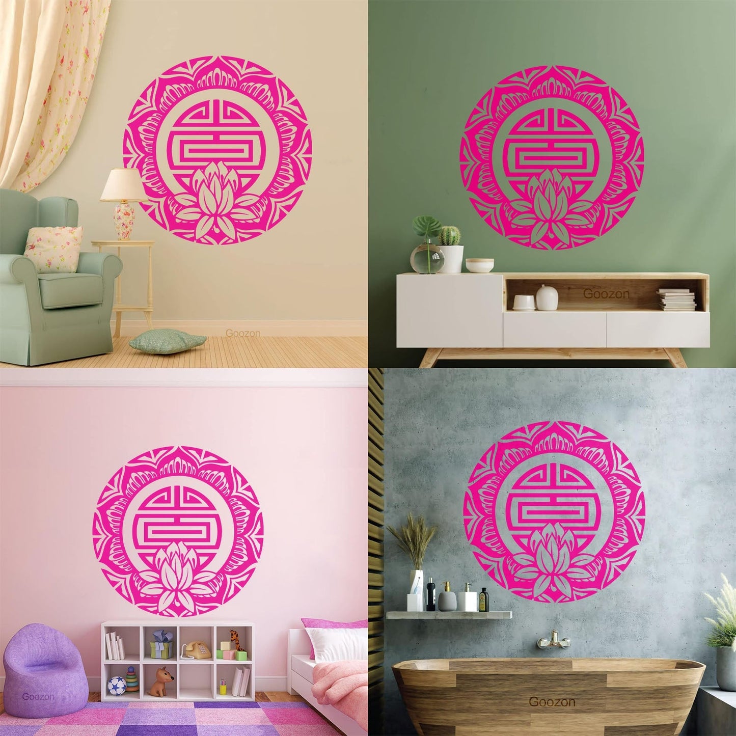 Vinyl Wall Decals Lotus Mandala Amulet Hinduism Buddhism Art Mural Painting