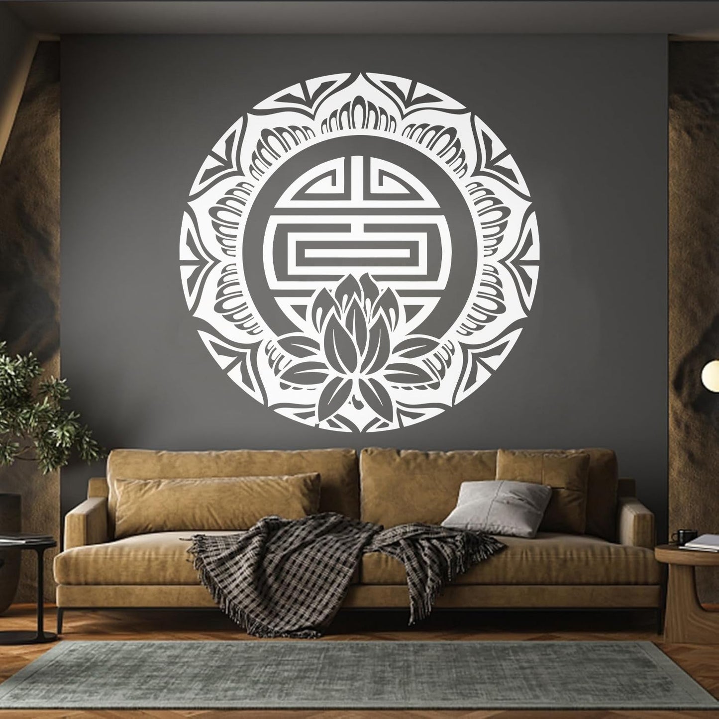Vinyl Wall Decals Lotus Mandala Amulet Hinduism Buddhism Art Mural Painting