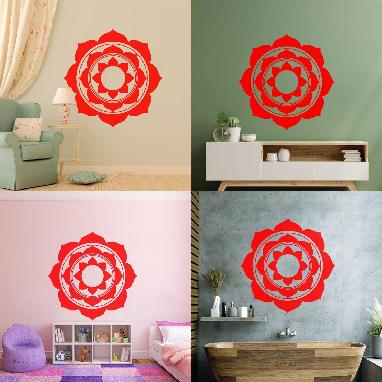 Engraving Decals Lotus Mandala Buddhism Multiple Size Options