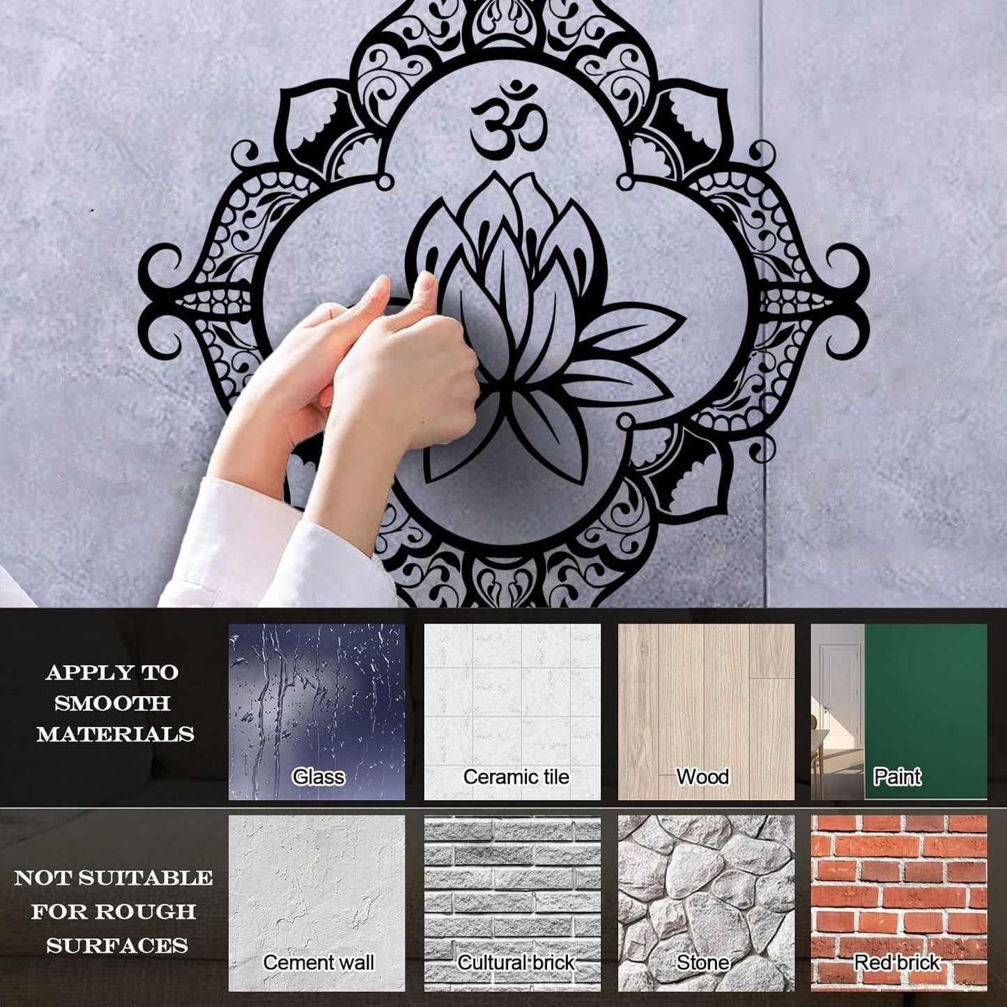 Wall Vinyl Sticker Decor Lotus Mandala Ornament Buddhism Personalized Customization