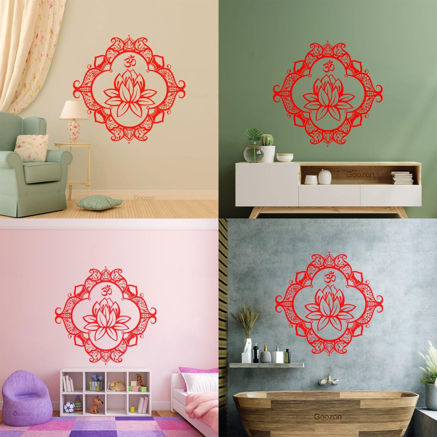Wall Vinyl Sticker Decor Lotus Mandala Ornament Buddhism Personalized Customization
