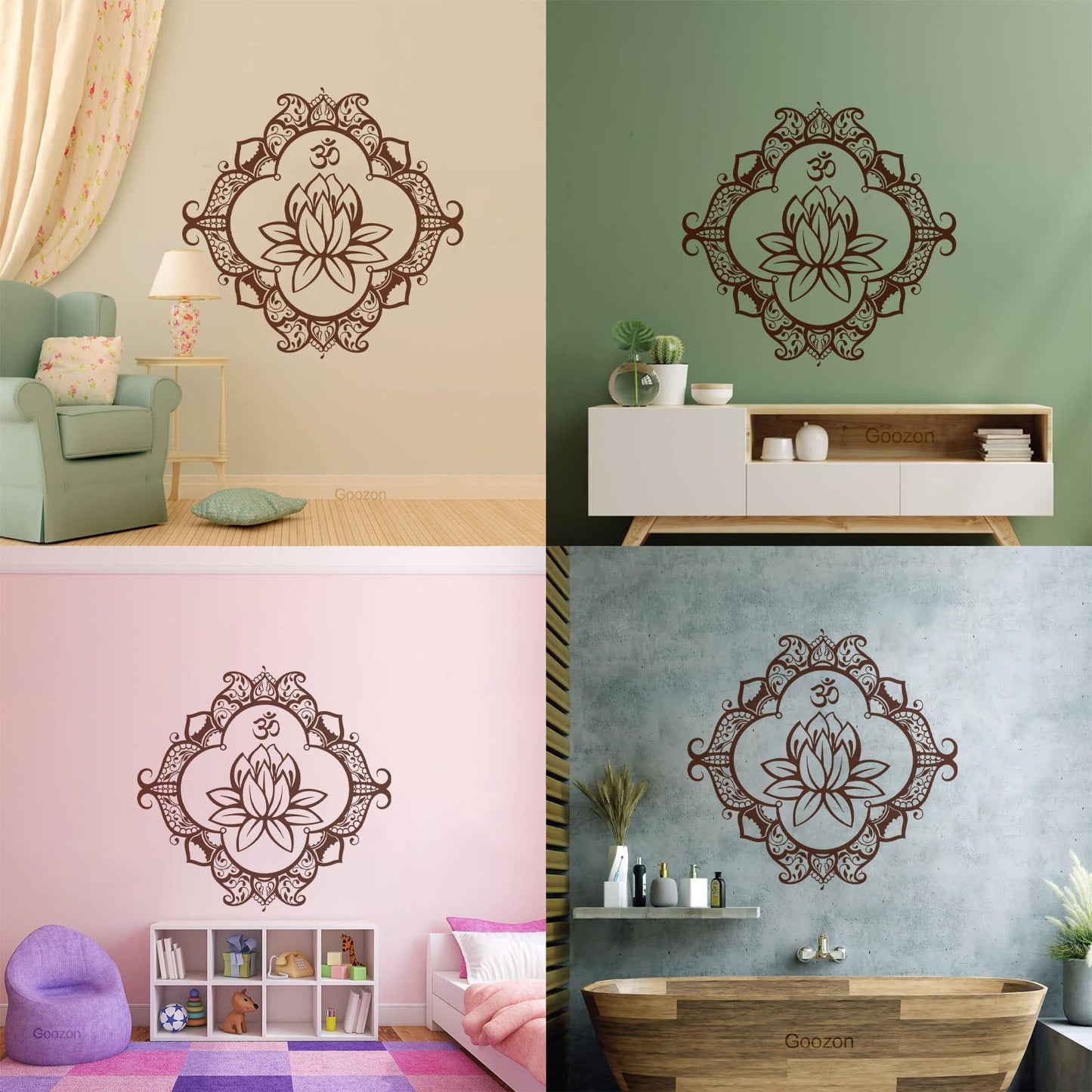 Wall Vinyl Sticker Decor Lotus Mandala Ornament Buddhism Personalized Customization