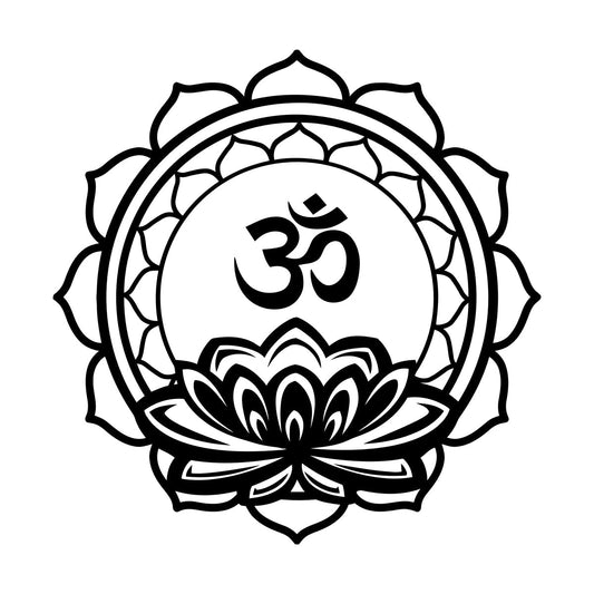 Fine Carving Decals Lotus Om Mantra Meditation Mandala Hinduism Wall Beautification