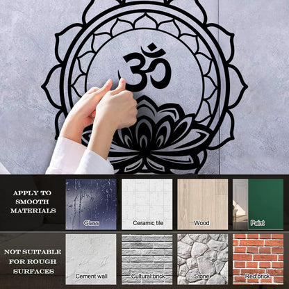 Fine Carving Decals Lotus Om Mantra Meditation Mandala Hinduism Wall Beautification