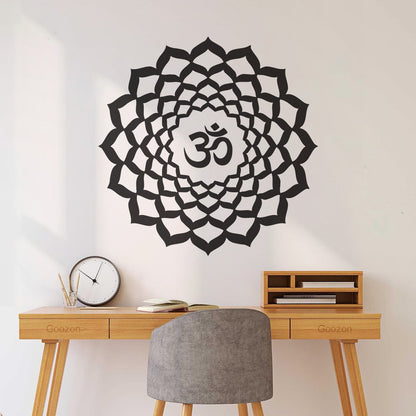 Vinyl Art Sticker Lotus Om Sanskrit Character Buddhism Mandala Car Body Decoration