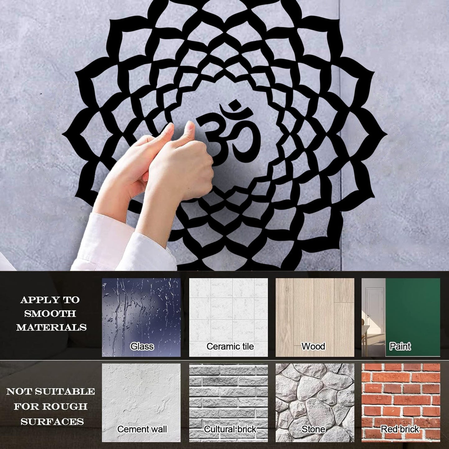 Vinyl Art Sticker Lotus Om Sanskrit Character Buddhism Mandala Car Body Decoration