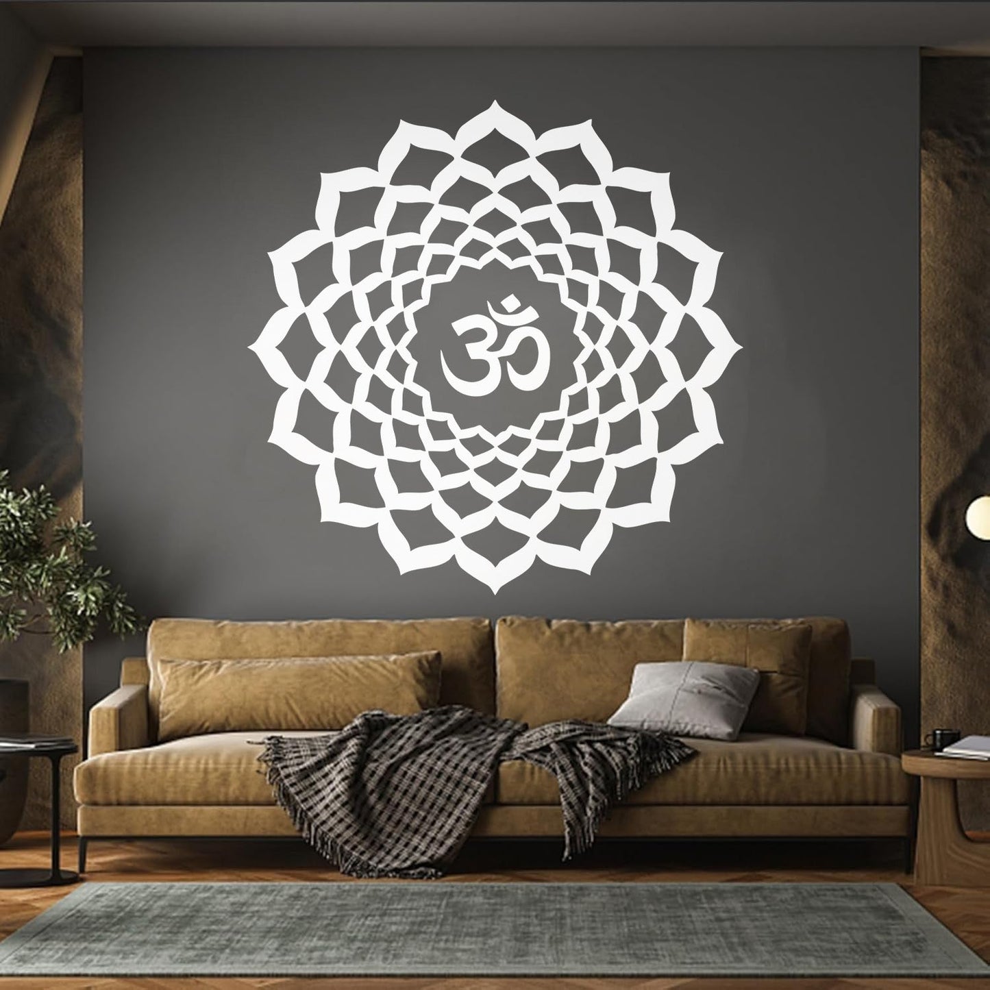Vinyl Art Sticker Lotus Om Sanskrit Character Buddhism Mandala Car Body Decoration