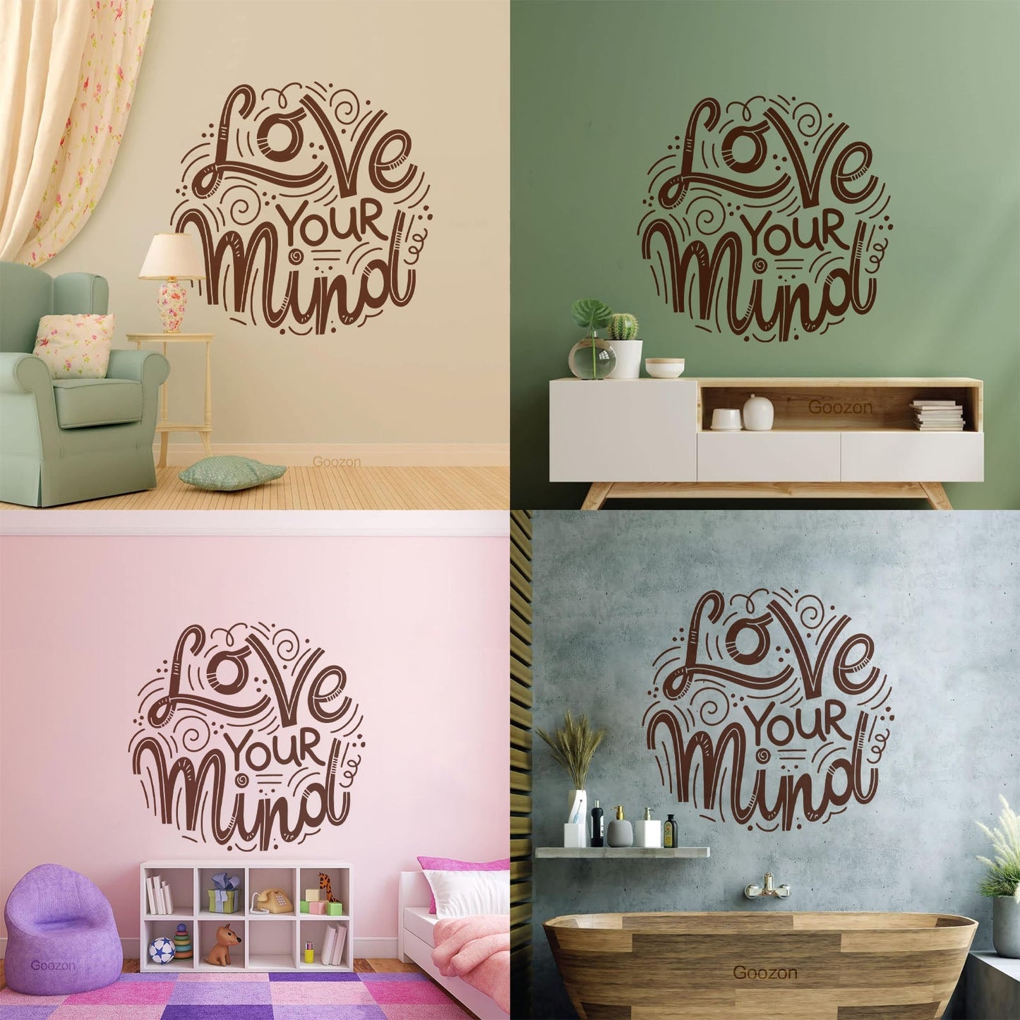 Mural And Wall Vinyl Decal Love Your Mind Inspirational Quote Phrase Easy Installation