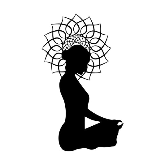 Wall Stickers Paster Paper Mandala Abstract Girl Meditates Yoga Studio Art Mural Painting