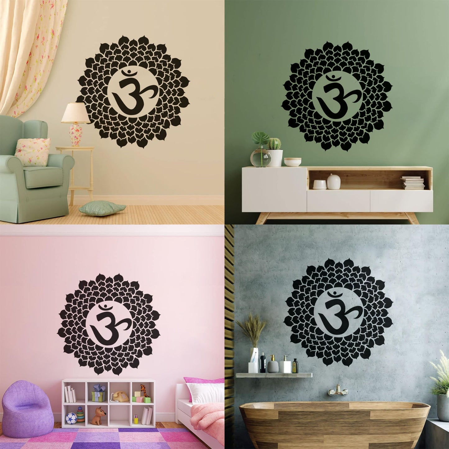 Wall Vinyl Sticker Decor Mandala Om Hindu Sanskrit Buddhism Multiple Size Options