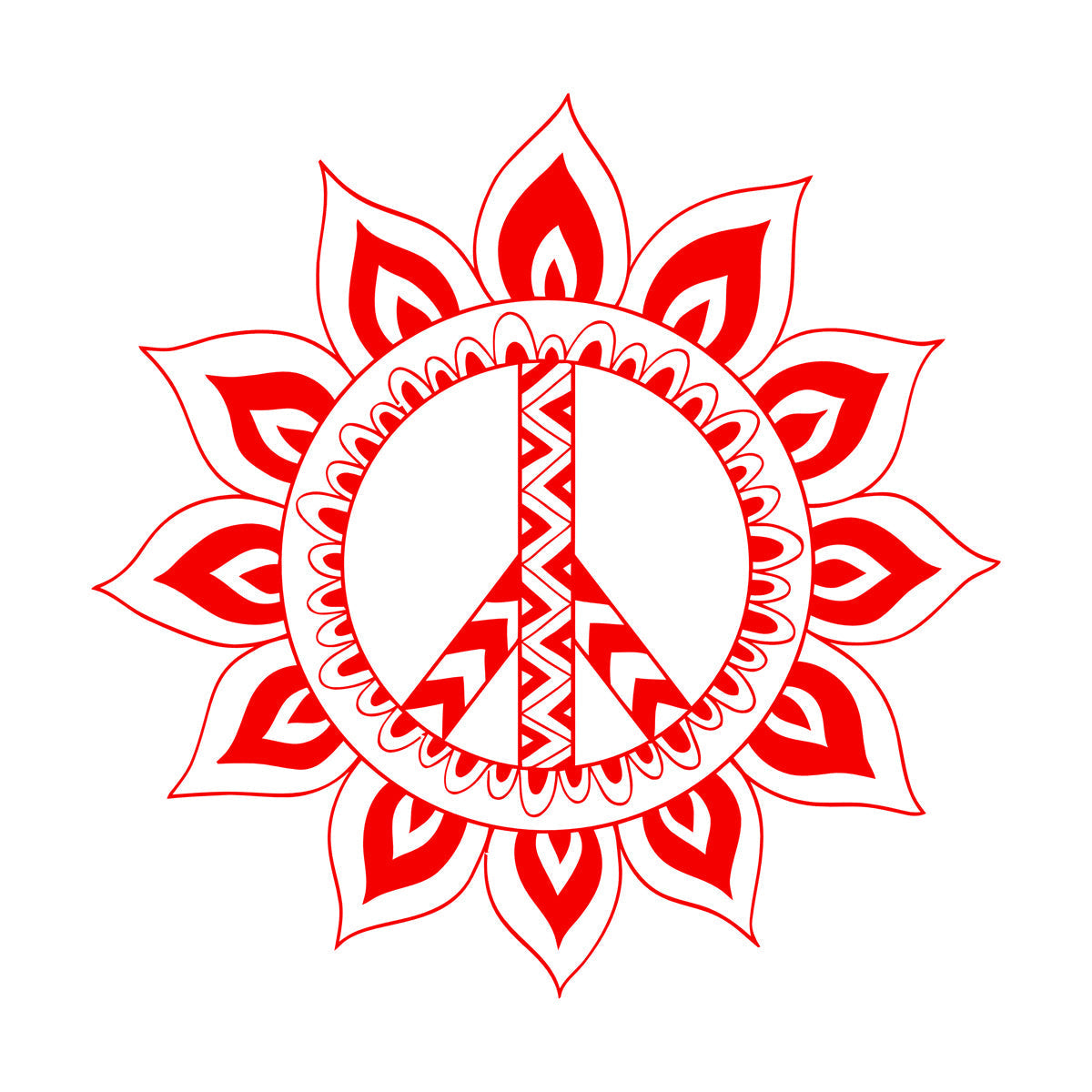 Lettering Stickers Mandala Hippie Peace Symbol Window Decals