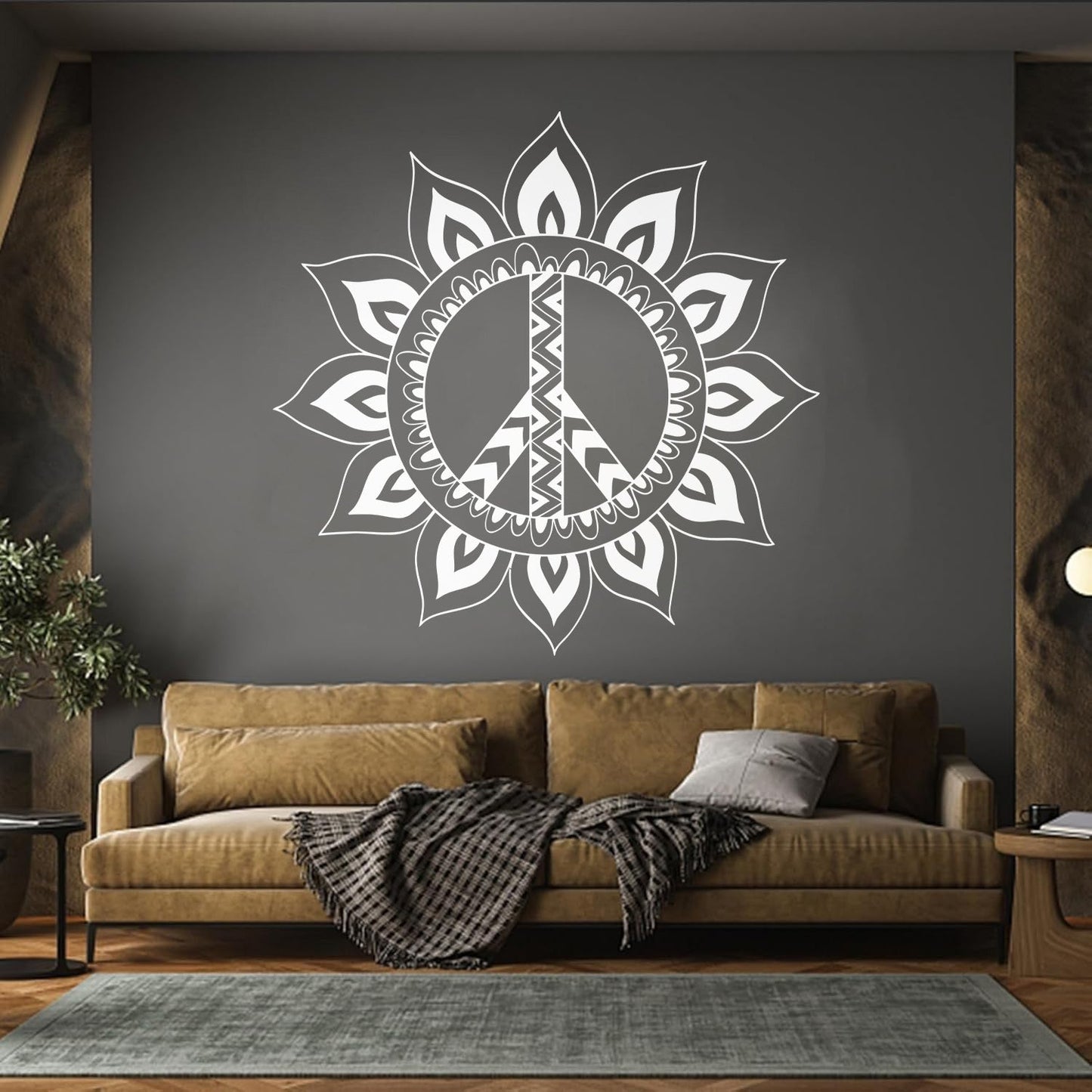 Lettering Stickers Mandala Hippie Peace Symbol Window Decals