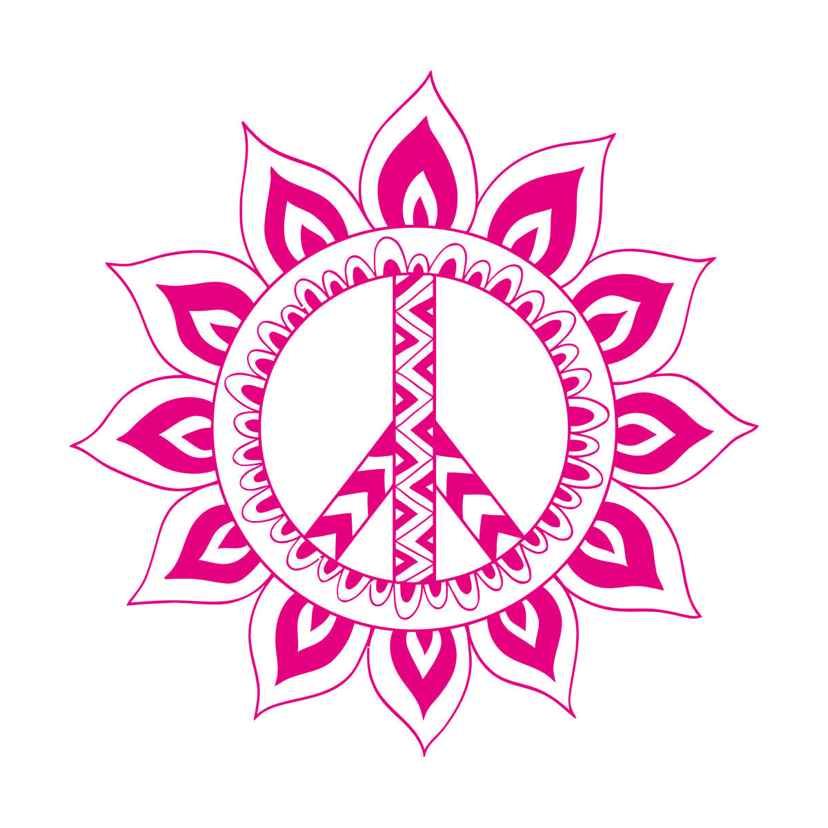 Lettering Stickers Mandala Hippie Peace Symbol Window Decals