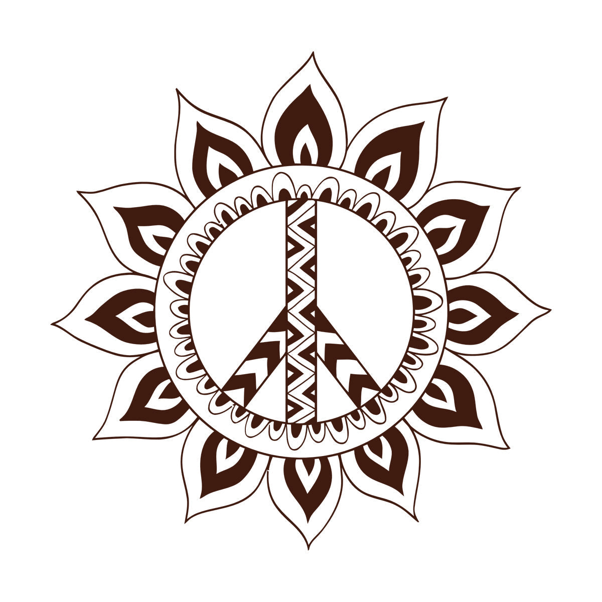 Lettering Stickers Mandala Hippie Peace Symbol Window Decals